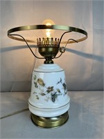 White Painted Milk Glass Table Lamp