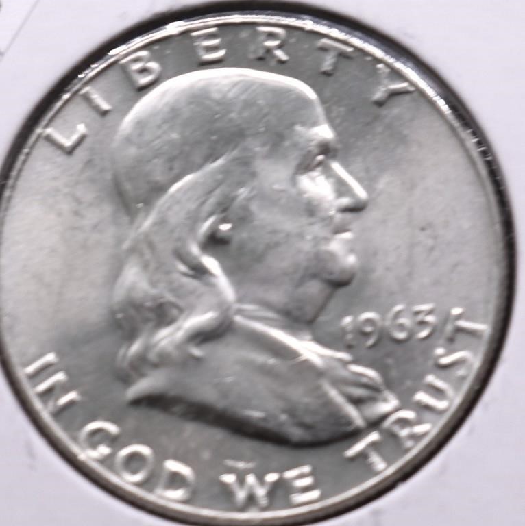 1963 D CHOICE BU FRANKLIN HALF DOLLAR