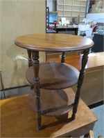 SOLID WOOD CHERRY FINISH 3 TIERED SIDE TABLE