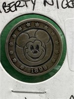 COIN - HOBO NICKEL ART- 1899 MICKEY MOUSE -