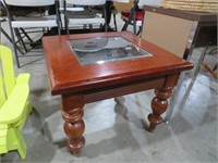 BEAUTIFUL GLASS TOP TABLE WITH BRASS FEET
