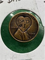COIN - HOBO PENNY ART - WWII 1944 - #1 DAD -