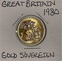 Approx. 1/4 Oz. GOLD 1980 Gr. Brit. Sovereign