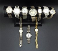 10 LADIES GOLD & SILVER TONE WATCHES
