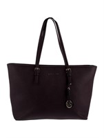 Michael Kors Black Leather Gold-tone Zip Cls Tote