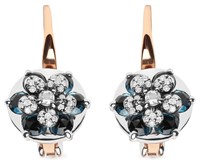 18k Gold 2.10ct Blue Topaz & Diamond Earrings