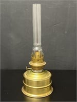 Brass? Oil Lamp With Skinny Tall Glass Top VTG