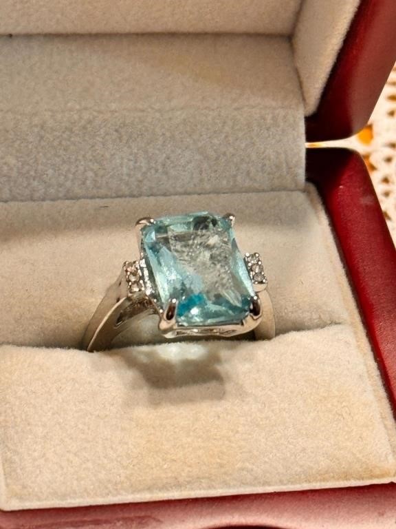 Beautiful 4.8ct Aquamarine Ring Sz 8.5