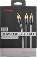 NEW-Rocketfish- 12' Composite A/V Cable - Gray NEW