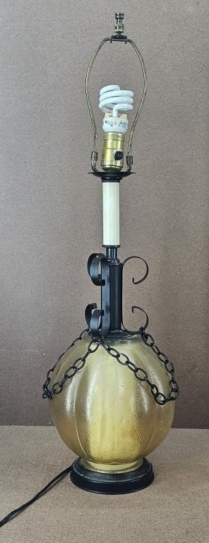 Butterscotch Spanish Revival Black Iron Table Lamp