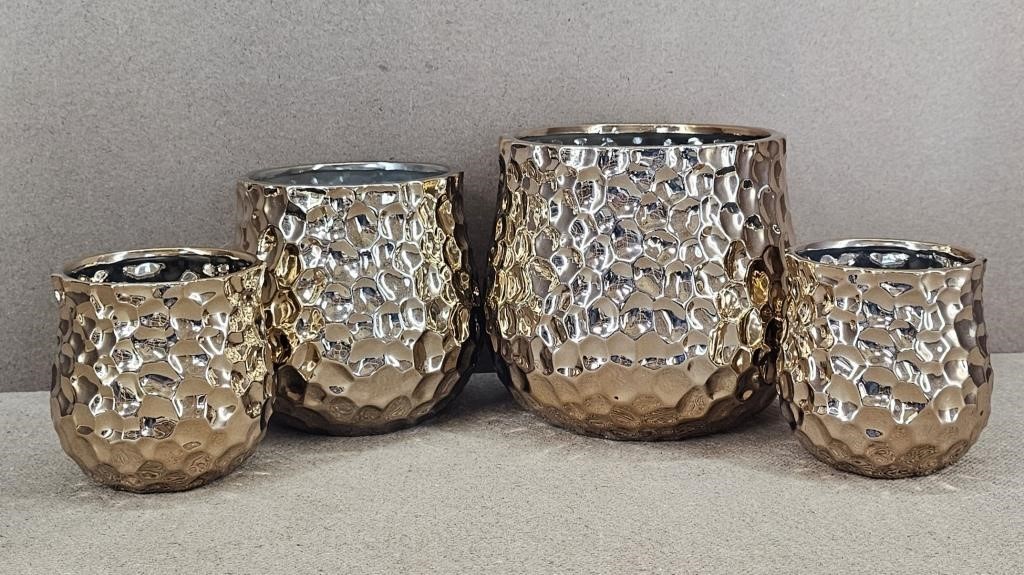 4pc Hammer Texture Copper Pots