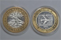 2 - Classic Silver Center Gaming Tokens