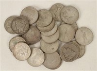 23 Mixed Dates Peace Silver Dollars