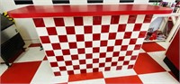 Red & White Checkered Bar Tile & Wood 3 Shelves