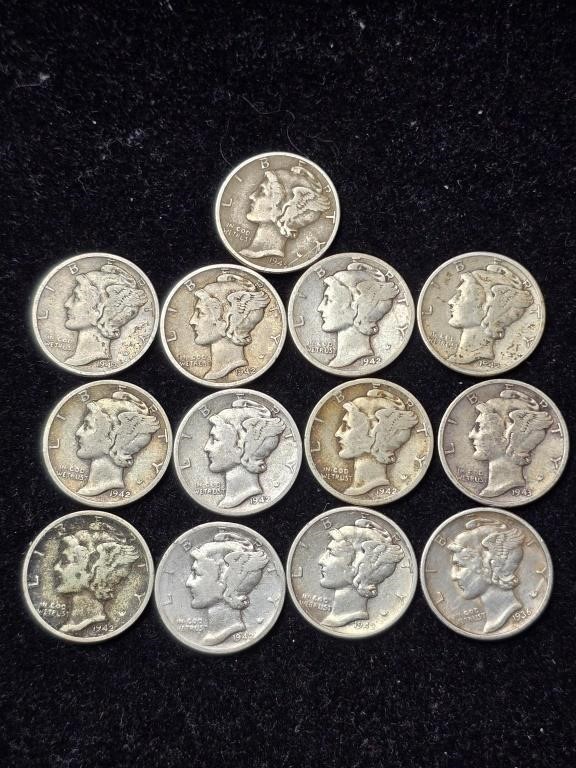 Various Dates Mercury Dimes (13)