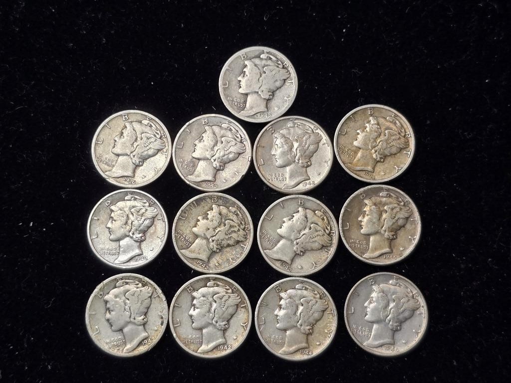 Various Dates Mercury Dimes (13)