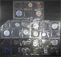 1961-65 US PROOF SETS MISSING CENT & HALF