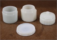 Vintage Milk Glass Cosmetic Jars