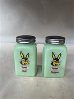 Modern jadeite Bunny salt & pepper shakers