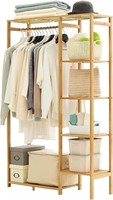 WF4543 Bamboo Clothing Rack with 6 Tier Storage