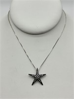 Sterling Silver CZ Encrusted Star Necklace