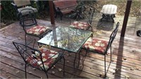 Wrought Iron Patio Set (4) Chairs (1) Table
