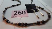BEADED NECKLACE AND EARRING SET 24"