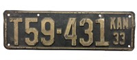 1933 Kansas License Plate