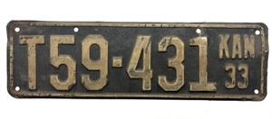 1933 Kansas License Plate