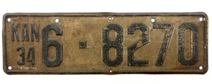 1934 Kansas License Plate
