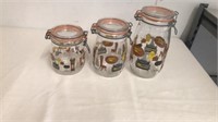 3 Vintage glass canister set