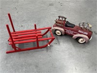 Child’s Fire Chief Ride on Car & Timber Snow Sled