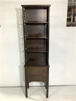 2-Drawer Skinny Bookshelf with Pattern-Cut Sides