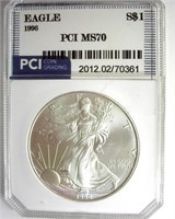 1996 Silver Eagle MS70 LISTS $3850