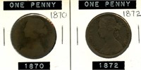 Great Britain Pair of 1870-1872 Large Pennies