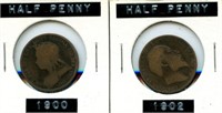 Great Britain Pair of 1900-1902 Large Half