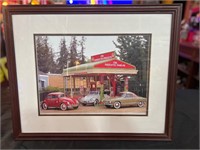 22 x 18” Framed Gas Station Picture