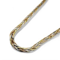 14K Tricolor Gold Braided Chain Necklace