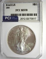 1993 Silver Eagle MS70 LISTS $3600