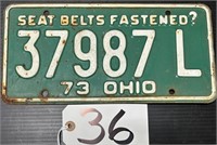 1973 Seat Belts Fastened Ohio License Plate