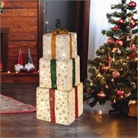 Set of 3 Christmas Lighted Gift Boxes