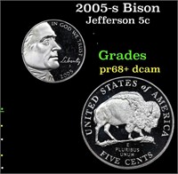 Proof 2005-s Bison Jefferson Nickel 5c Grades GEM+