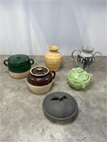 Pottery vases and jars with lids. Ceramic lettuce