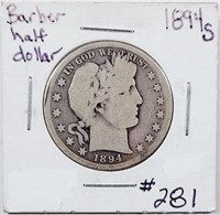 1894-S  Barber Half Dollar   VG