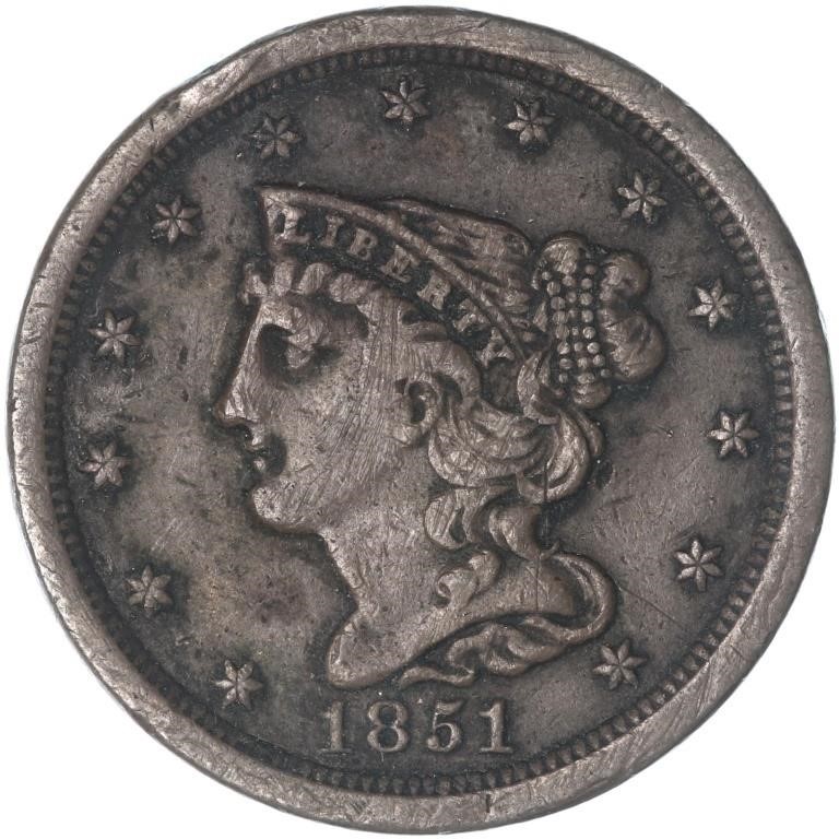 1851 Classic Head Half Cent - F-XF Grade