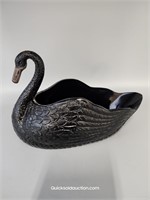 Handmade L.E. Smith Glass Co. Black Amethyst Swan