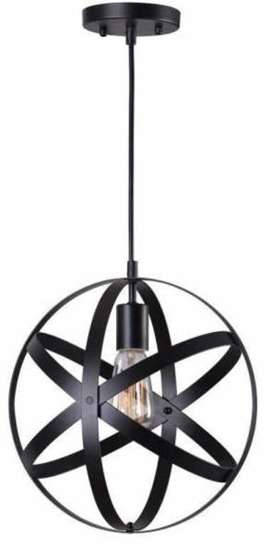 2x 1-light Black Orb Mini Pendant Lights