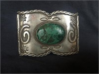 Vintage Sterling Belt Buckle with Malachite Stone