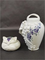 So. Heirlooms Porcelain Fox Box & Violet Vase