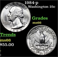 1984-p Washington Quarter 25c Grades GEM+ Unc